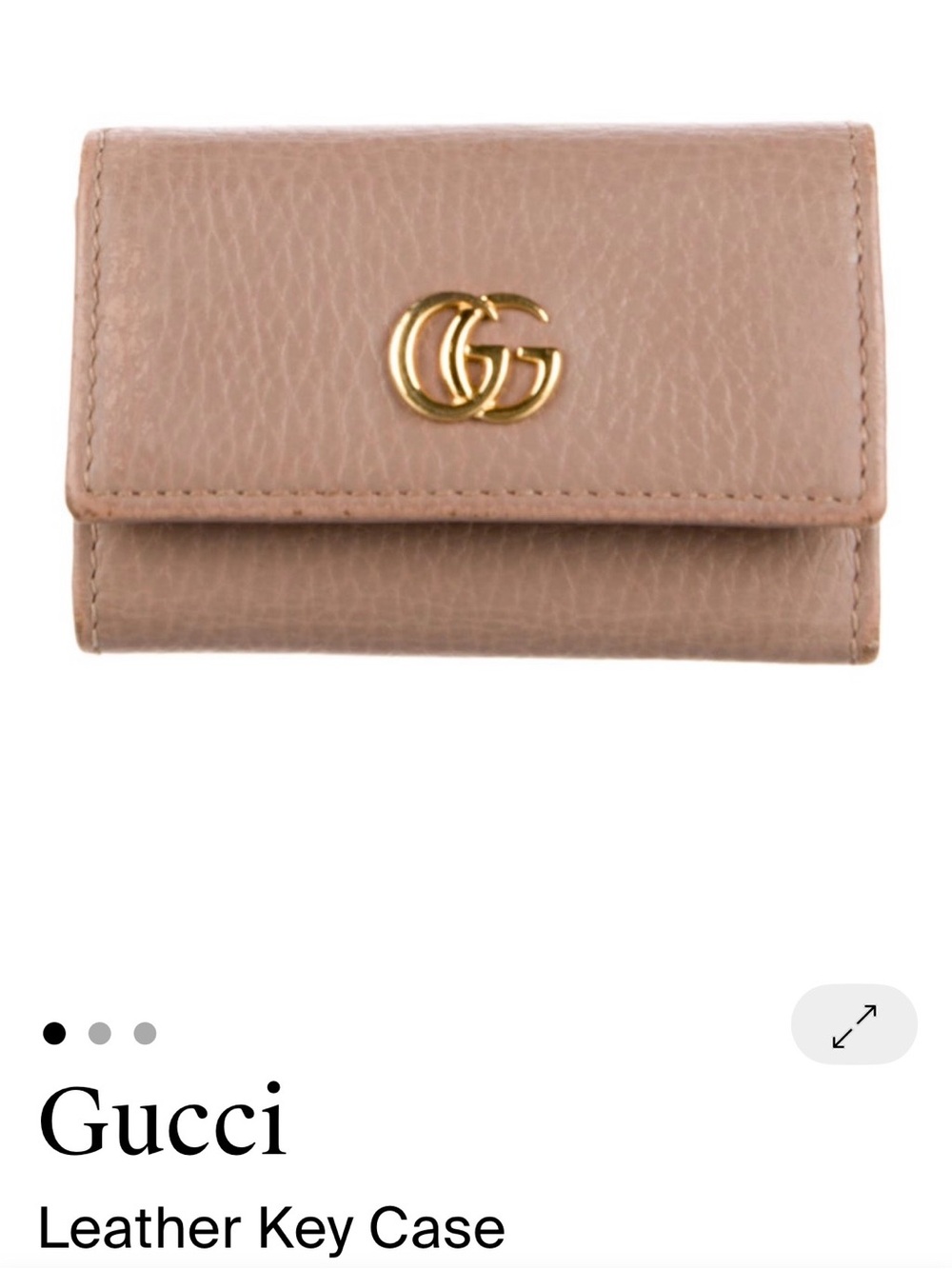 Gucci Taupe Pebbled Leather Mini Wallet with Gold GG